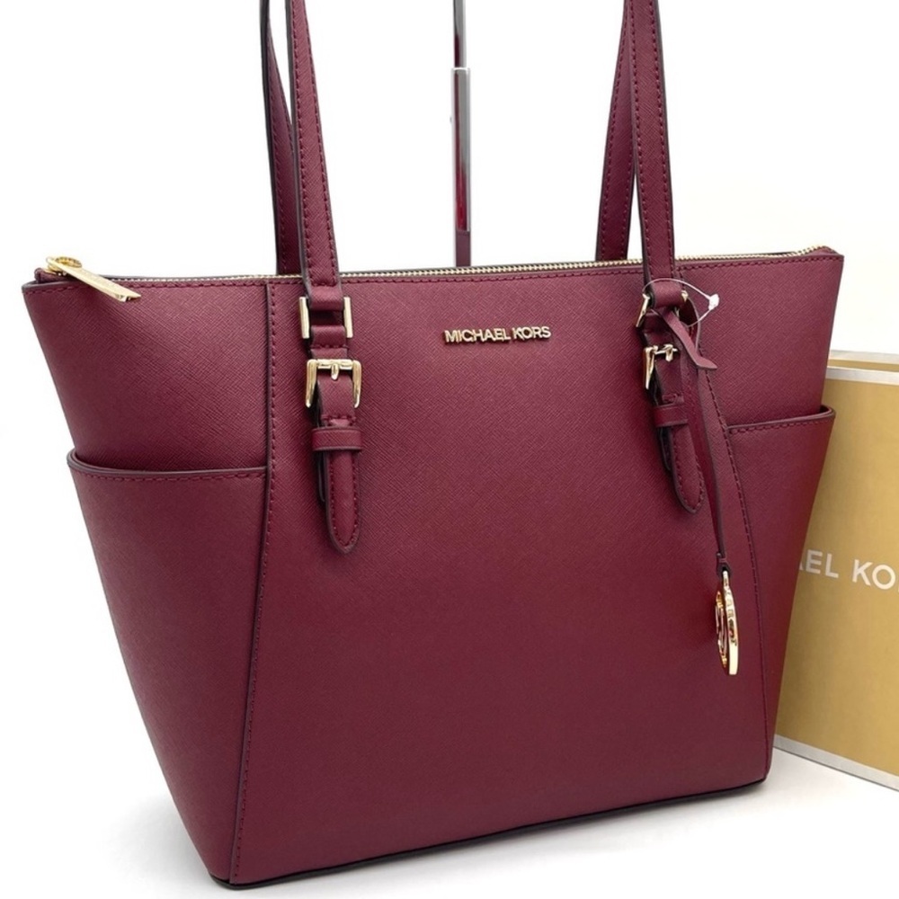 Michael Kors Large Charlotte Tote Bag Dark Cherry